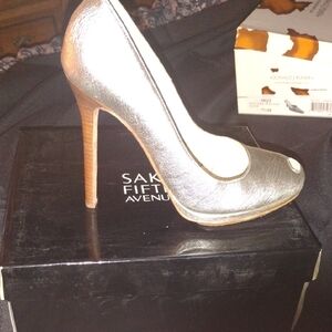 Herve Leger Saks Fifth Avenue Silver Women's Heels